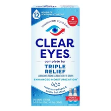 Clear Eyes Triple Relief Drops, Relieves Redness,  0.5 Fl oz (2Bottles) EXP04/27