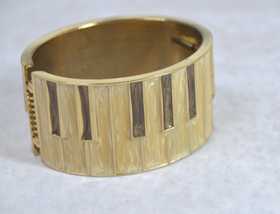 Piano key bracelet, Gold & Brown Tones, Women's Jewelry, Music Gift, Keyboard