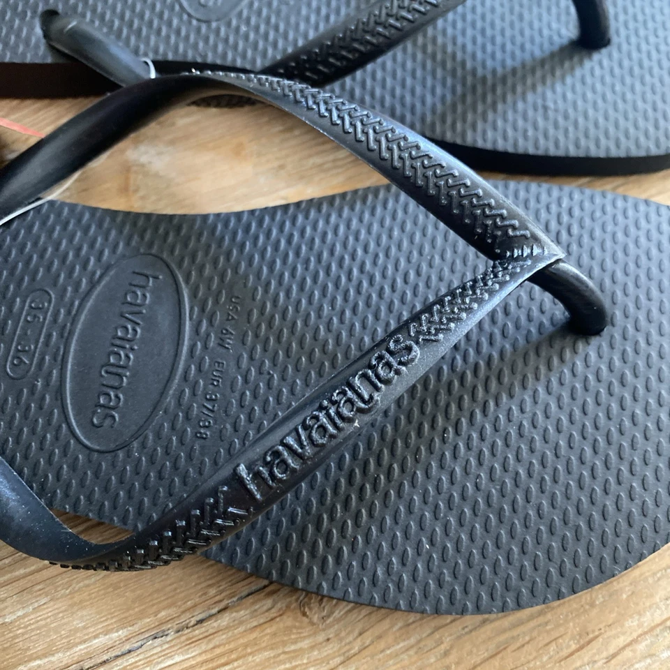 Havaianas Black Slim Flip Flops Size 35/36 EUR New - Image 2 of 4