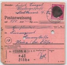 891516) SBZ Postanweisung mit AP 795 I aus Flöha (Ortskarte)