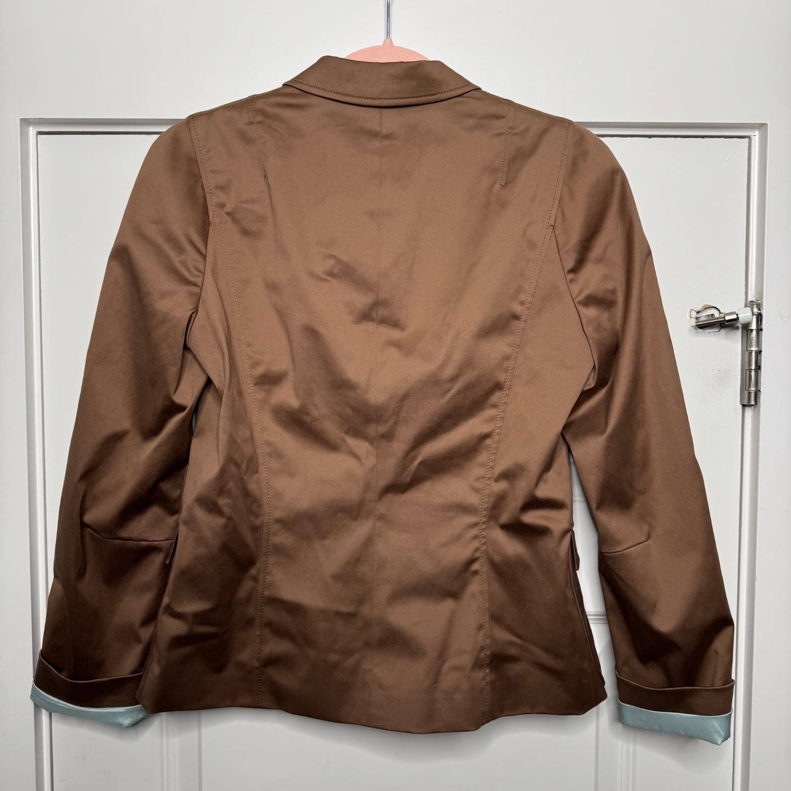 Rene Lezard French Designer Women's Chocolate Brown Robins Egg Blue Blazer Sz 38