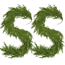 2-Pack 6FT Artificial Norfolk Pine Christmas Garland - Real Touch PE Faux Gre...