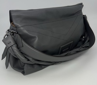 NWT Givenchy ID93 Large Storm Grey Lambskin Shoulder Bag w/ Braided Strap 