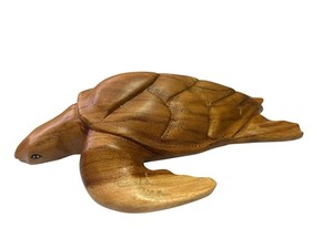 Hand Carved Costa Rica Wooden Sea Turtle Folk Art Sculpture 9.75”
