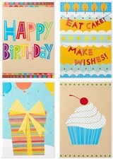 Assorted Birthday Greeting Cards Set - 12 Eco-Friendly Cards & Envelopes