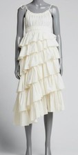 Ulla Johnson Women Ivory Estela Tiered Ruffle Asymmetric Dress Size 6