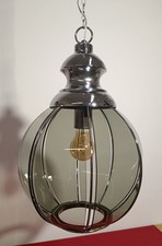 Lampadario "Space Age" Vetro Fumé A Spicchi Anni 70