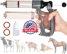 Jeringa para Inyectar Ganado Vacuno Bovino Porcino y de Corral Ajustable de 50ML