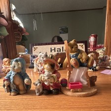 Cherished Teddies Gabriel  Purrfect Hero Bear Figurine Lot 1994 1995 Resin Set