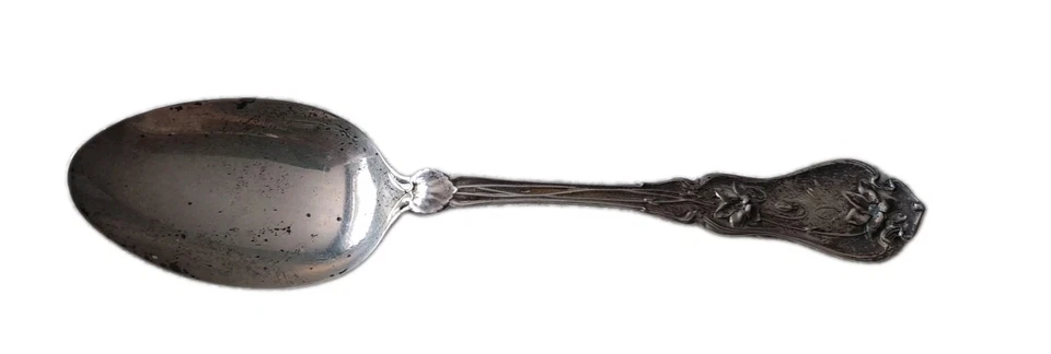 Cucharadita de plata Stwrling Whiting MFG Co. monograma violeta 5,25" Foto 3 de 4