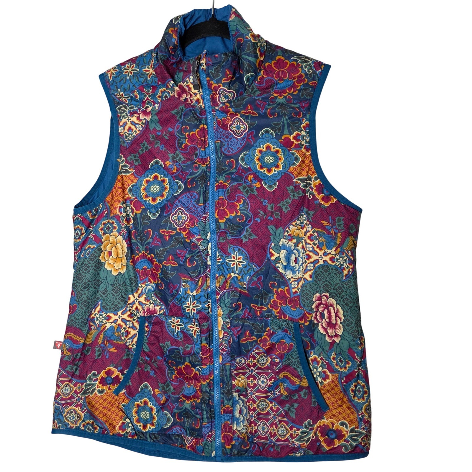 Sherpa Adventure Gear reversible blue zip up vest womens size large