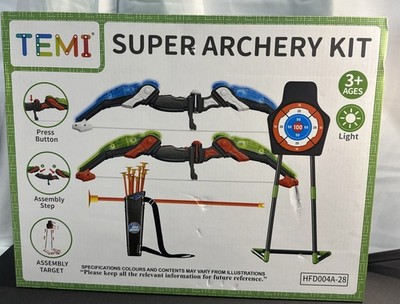 TEMI Light Up Bow Arrow Set for Kids Aechery Game Toy for Boys Girls