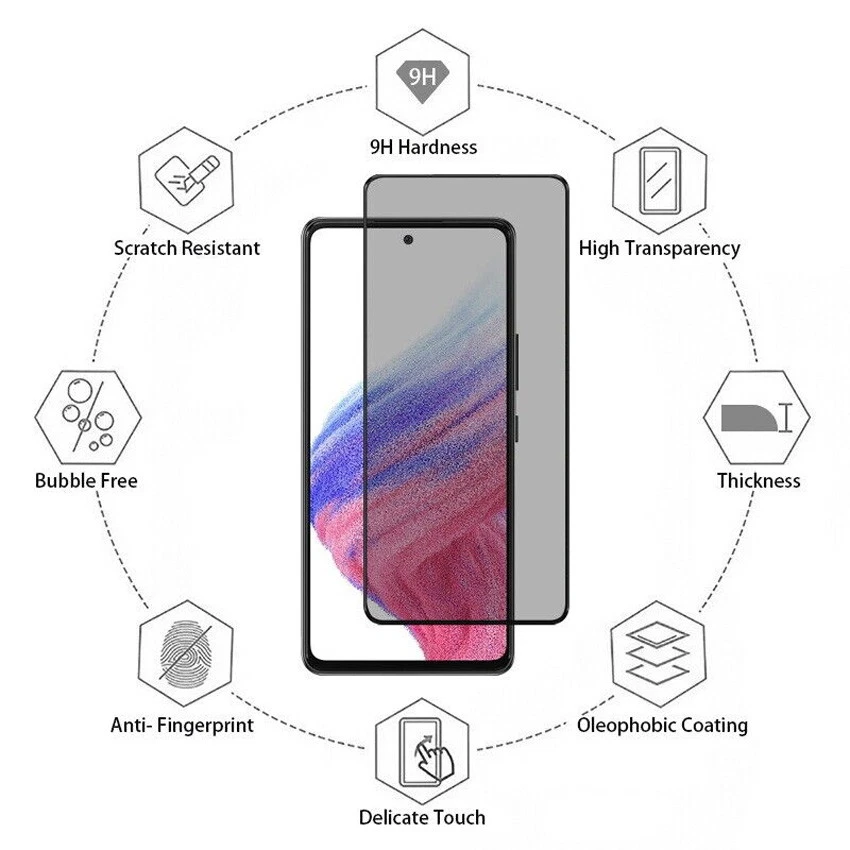 Protector de pantalla de privacidad de vidrio templado para Samsung S24 Ultra S23 S21 A52 A53 Foto 2 de 4