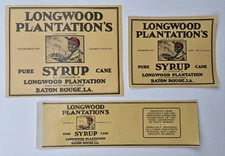 Lot of 30 (3 Diff.) Old Vintage Longwood Plantation Syrup Labels Baton Rouge, LA