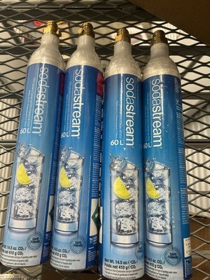 Lot of 4 SodaStream CO2 Cylinder Replacement Canisters Empty 60L 14.5 oz