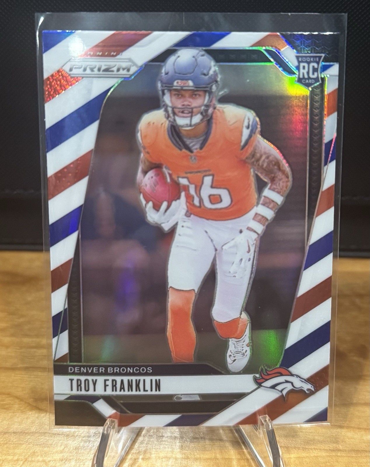 2024 Panini Prizm - Rookies Troy Franklin #393 Red White & Blue Prizm (RC)