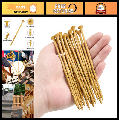 250 PCS Deck Screws 5'' #10 x 5, Rust Resistant, Self-Tapping, T25 Star Bit Inclu