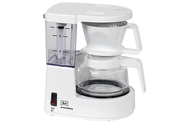 Melitta Filterkaffeemaschine Aromaboy 1015-01 2 Tassen Glas Weiß 500W Klein-image