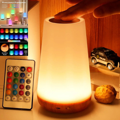 Nachtlicht LED Touch Nachttischlampe mit Fernbedienung 13 Farben Genießen