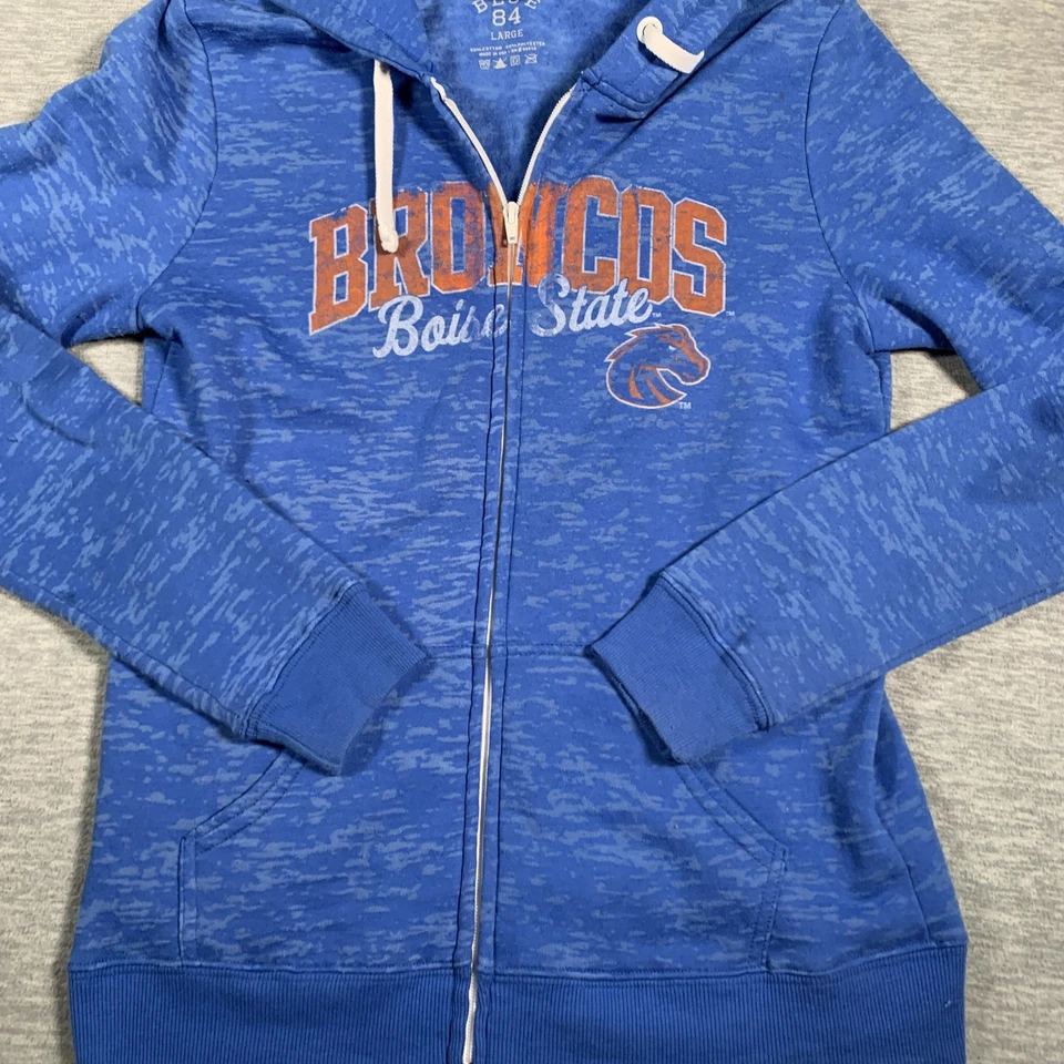 Boise State Broncos Hoodie Womens Large Football Full Zip Sweatshirt Blue 84 - Image 3 of 4