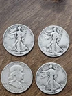 Lot of 4.  3 Walking Liberty  S & D 1 Franklin Silver Half Dollars 50c NOT SCRAP