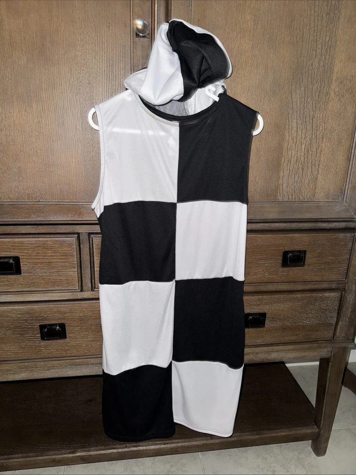 Gogo девочка костюм взрослых черно-белый ретро платье и шляпа 60-х 70-х диско - Изображение 2 из 4