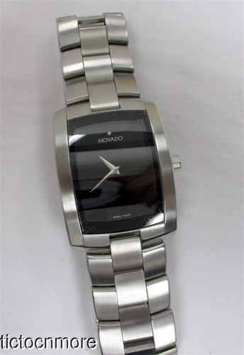 MOVADO ELIRO UHR 84.C6.1452 HERREN SCHWARZES ZIFFERBLATT SS ARMBAND FUNKTIONIERT!