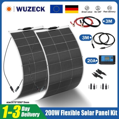 200W Solarmodul Flexible Mono Solarpanel Wohnmobil Camping 12v Aufladen 0% MwSt.