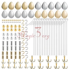 140pcs Fishin Spinner Lure Making Kit tInline Spinnerbait Blade Beads Craft DIY