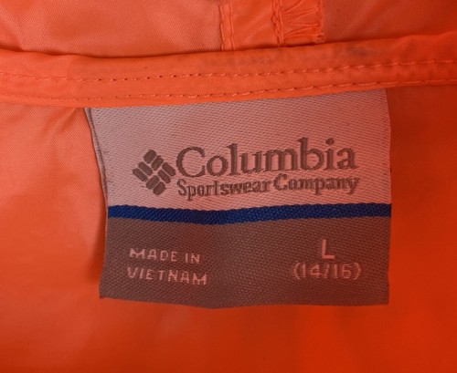 Columbia Girls L 14-16 Hooded Windbreaker Pullover Half Zip Jacket Peach White - Picture 2 of 9