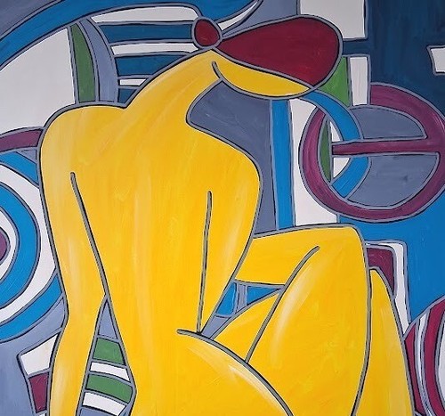 KLEYMAN Tableau NU XXL Côté 81x60 " Grand Nu de dos Art Déco " Direct Artiste - Afbeelding 3 van 10