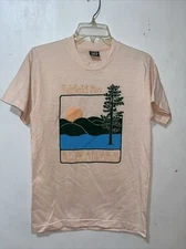 Vtg Screen Stars Best T-Shirt Men Medium Pink Fairfield Bay Arkansas Puff Print