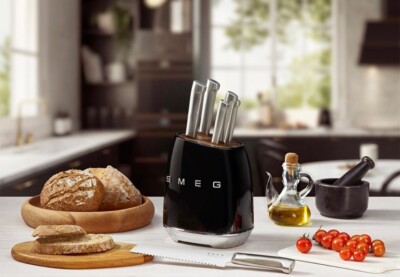 Smeg KBSF01BL Stainless Steel 7-Piece Knife Block Set - Black for