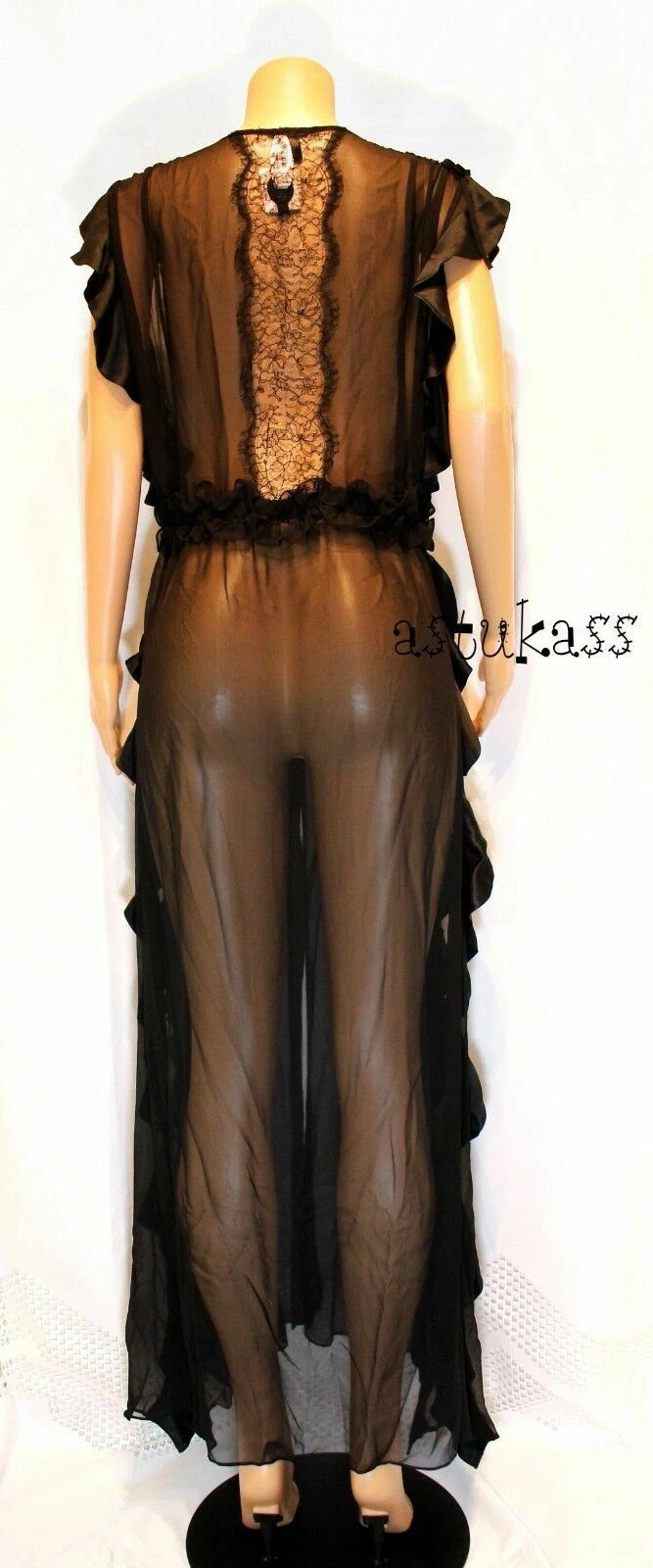 UNDERCOVER $428 00 Victoria's Secret Designer Collection Accappatoio con volant in chiffon XS S nero