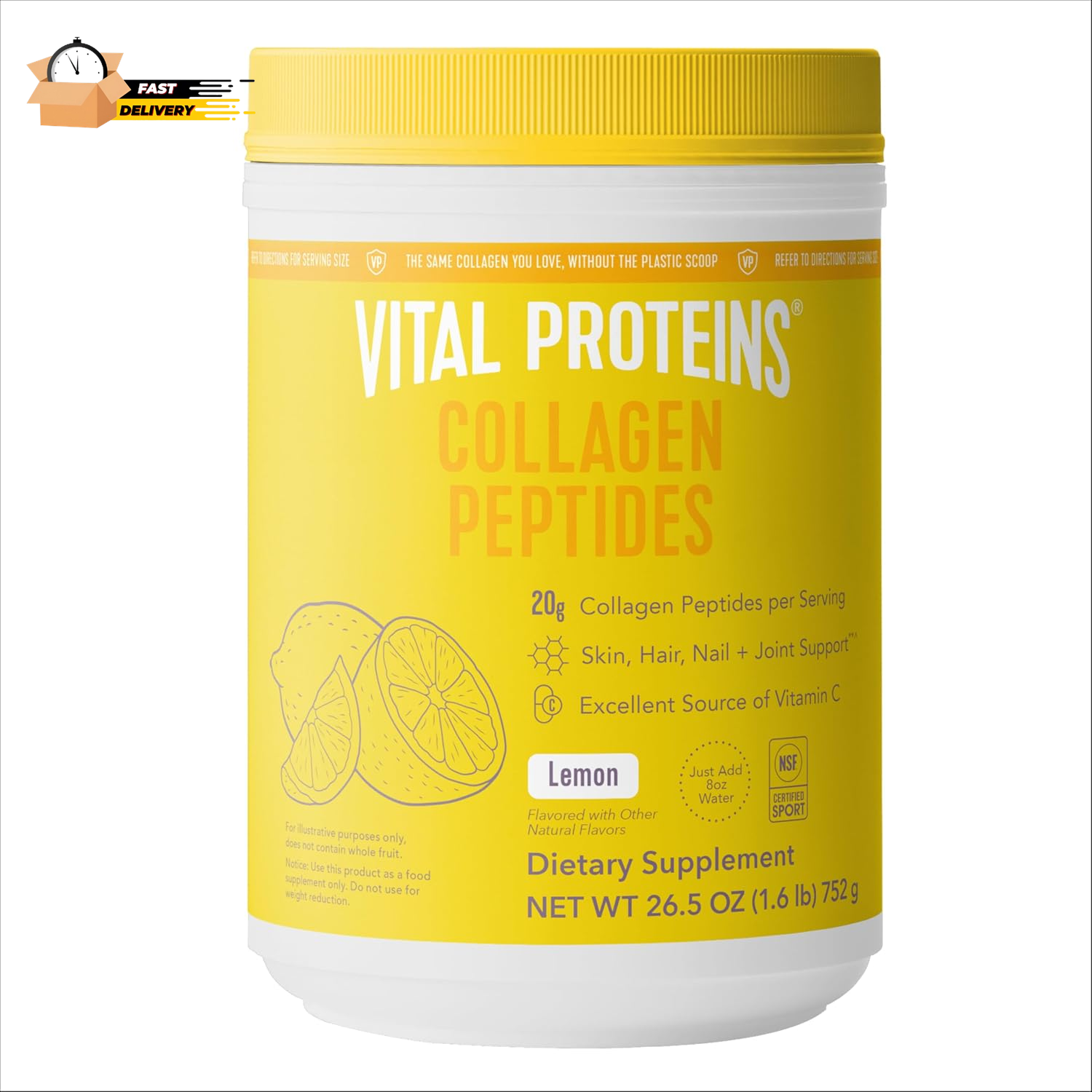 Péptidos de colágeno, limón, 26,5 OZ