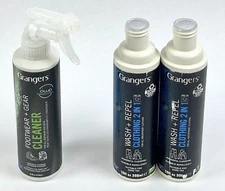 Grangers Shoe Cleaner 9.3 oz and Wash & Repel 10 oz Clothing Care Set of 3