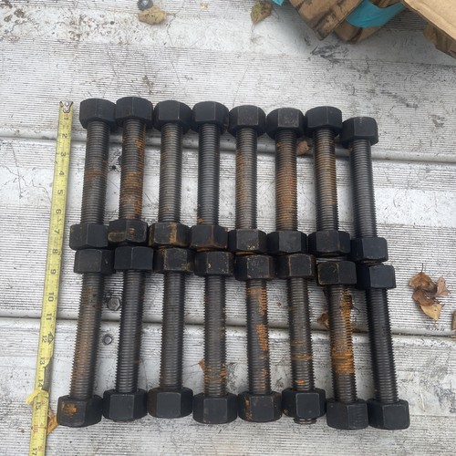 16 pcs:  1-1/8-8 X 7-1/2 STUD WITH NUTS FW 2H HT B7  heat Treated - Picture 1 of 12