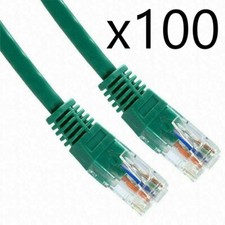 100 Pack Lot - 3ft CAT5e Ethernet Network LAN Router Patch Cable Cord Wire Green