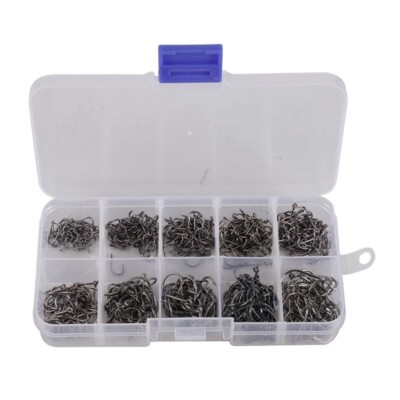 500 Circle Fishing Hooks Kohlenstoffstahl 10 Verschiedene Gr??en im Set mit Box