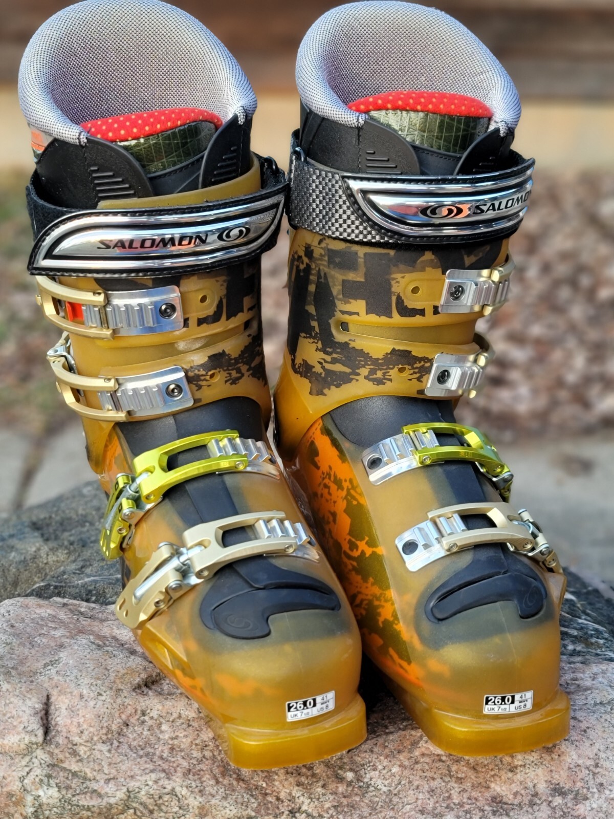 NUOVI STIVALI DA SCI ALPINO SALOMON X WAVE 10.0 TAGLIA 26 78014428 gialli al dettaglio $625 00