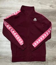 Kappa Full Zip Fleece Sweater Jacket Womens Small S Burgundy Maroon Adult