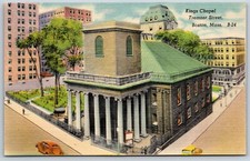 Postcard Kings Chapel Tremont Street Boston Massachusetts Unposted