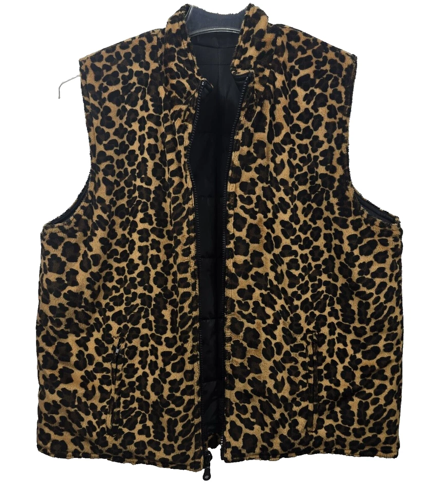 Vintage Faux Fur Leopard Print Vest With Button Detail - Image 4 of 4