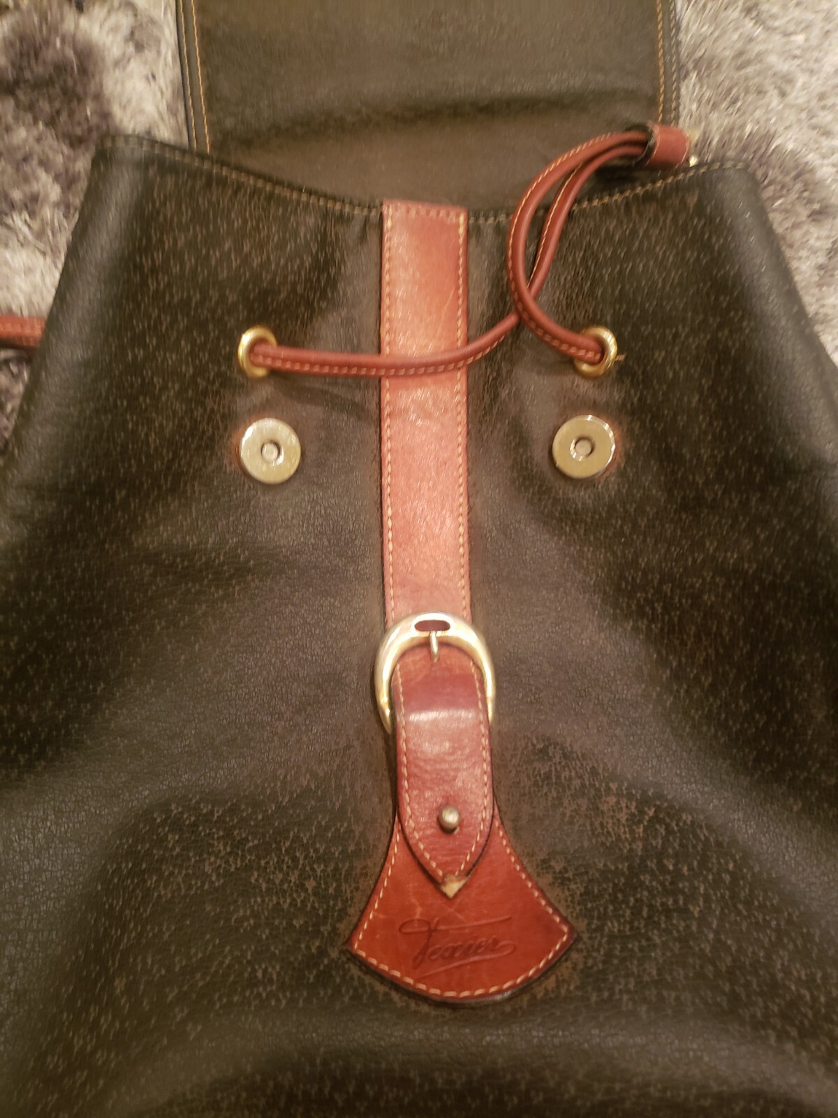 Texier Backpack Leather Brown Great Condition Vin… - image 2