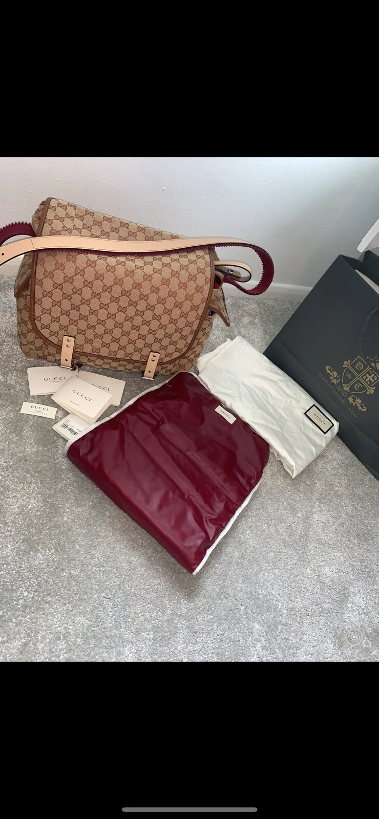 Gucci Baby Changing Bag Leather Pink Blush Nappy Diaper Changing Mat Pockets