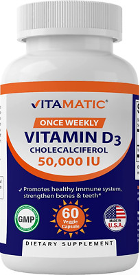 Vitamin D3 50,000 IU As Cholecalciferol Once Weekly Dose,1250 Mcg 1 Year Supply