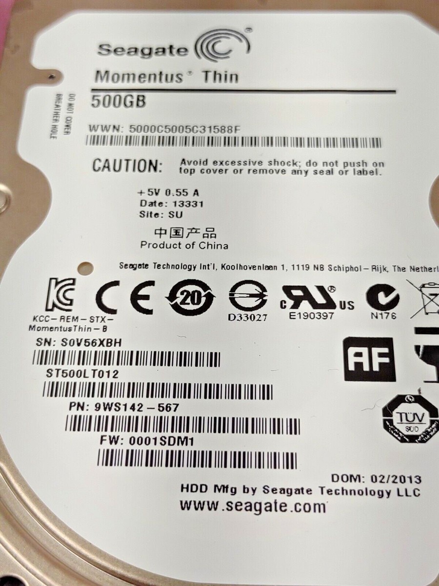 ST500LT012 P/N: 9WS142-567 F/W: 0001SDM1 SU S0V8 SEAGATE ST500LT012 P/N: 9WS142-567 F/W: 0001SDM1 SU S0V8 SEAGATE