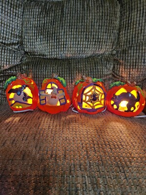 Kirkland Halloween Pumpkin Mantlelight 4 Ceramic Table Decor Ghost Cat Spider 