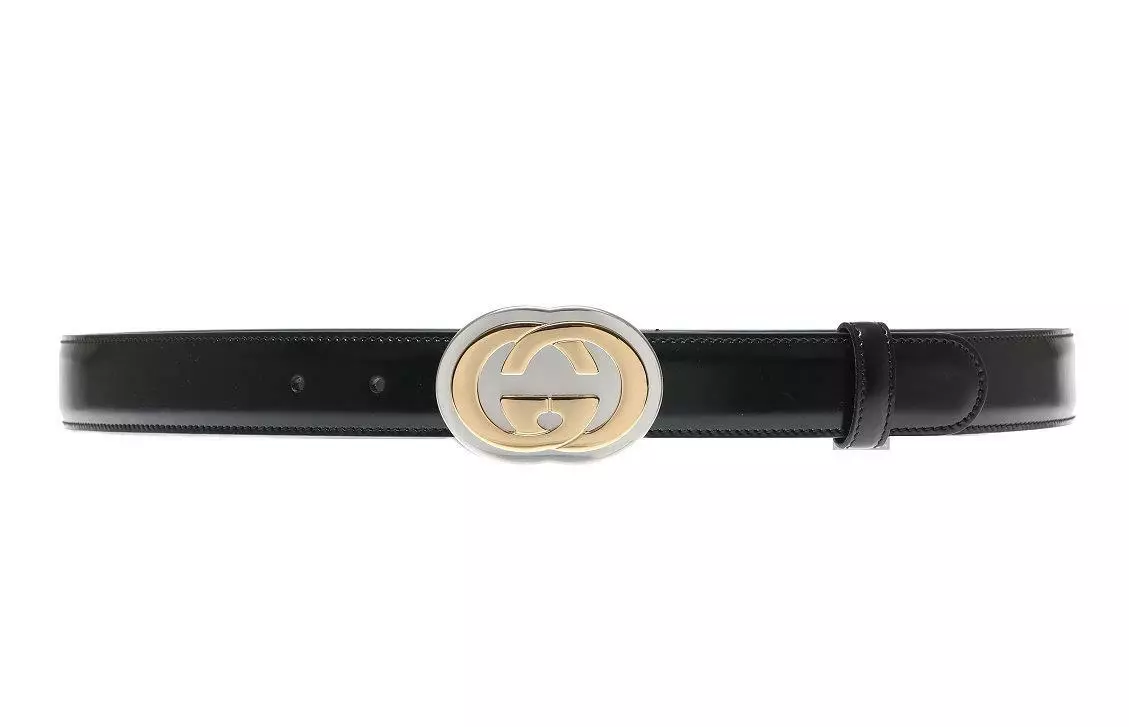 NUOVA CINTURA GUCCI NERA LISCIA AD INCASTRO IN PELLE 2 TONI 100 40