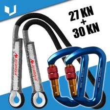 Carabiner Lock + Prusik Loop Pre-sewn Rope Spliced Eye-to-eye Cord Climbing Gear